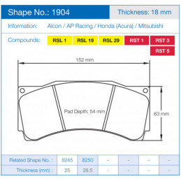 Plaquettes De Frein PAGID RST5 (18mm) Pour étrier AP Racing CP9660 D54 - Neuf